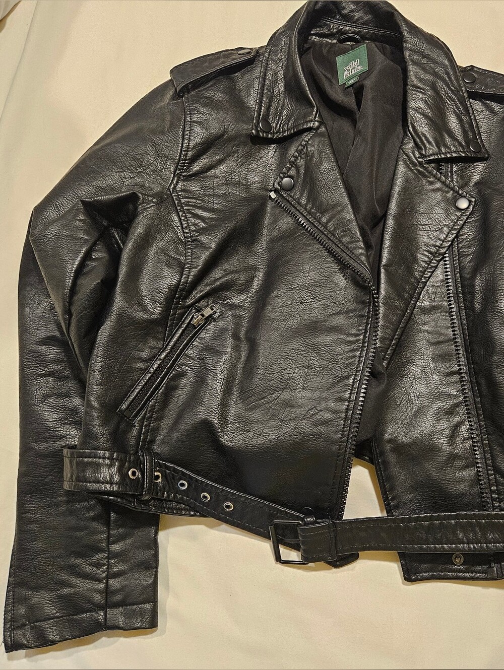Wild Fable Classic Black Faux Leather Biker Jacket